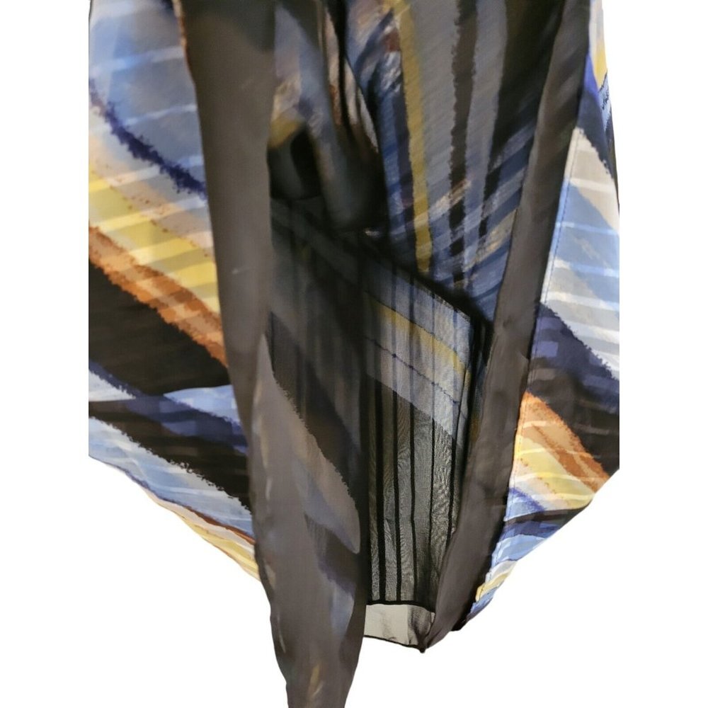 WHBM Multicolored Mock Neck Tank Top Blouse Sleeveless Black Large Relaxed Flowy - Picture 6 of 8